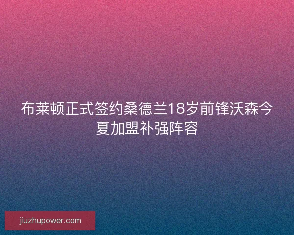 布莱顿正式签约桑德兰18岁前锋沃森今夏加盟补强阵容